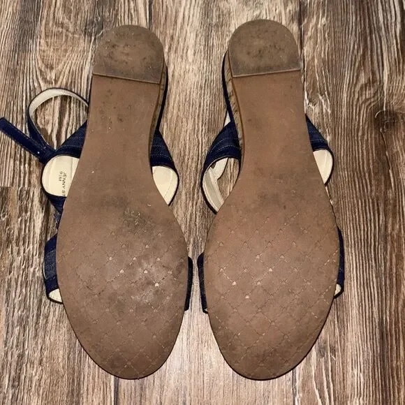 Isaac Mizrahi Navy Blue Women's Sandals / Flats adjustable straps & bows. - Picture 6 of 9